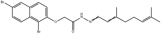 2-[(1,6-dibromo-2-naphthyl)oxy]-N'-(3,7-dimethyl-2,6-octadien-1-ylidene)acetohydrazide Structure