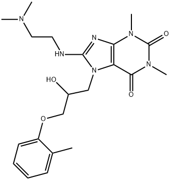 8-((2-(dimethylamino)ethyl)amino)-7-(2-hydroxy-3-(o-tolyloxy)propyl)-1,3-dimethyl-3,7-dihydro-1H-purine-2,6-dione Struktur
