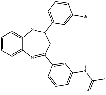 N-(3-(2-(3-bromophenyl)-2,3-dihydrobenzo[b][1,4]thiazepin-4-yl)phenyl)acetamide 化学構造式