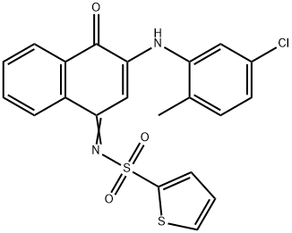 (Z)-N-(3-((5-chloro-2-methylphenyl)amino)-4-oxonaphthalen-1(4H)-ylidene)thiophene-2-sulfonamide 结构式