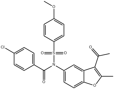 N-(3-acetyl-2-methylbenzofuran-5-yl)-4-chloro-N-((4-methoxyphenyl)sulfonyl)benzamide,518318-53-1,结构式