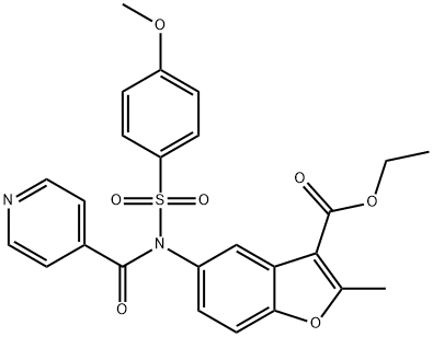 ethyl 5-(N-((4-methoxyphenyl)sulfonyl)isonicotinamido)-2-methylbenzofuran-3-carboxylate Structure