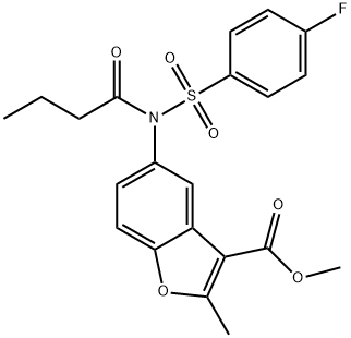 methyl 5-(N-((4-fluorophenyl)sulfonyl)butyramido)-2-methylbenzofuran-3-carboxylate Structure