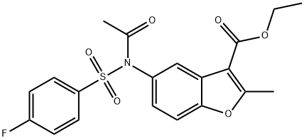 ethyl 5-(N-((4-fluorophenyl)sulfonyl)acetamido)-2-methylbenzofuran-3-carboxylate Structure