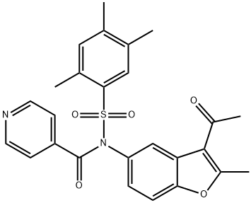 N-(3-acetyl-2-methylbenzofuran-5-yl)-N-((2,4,5-trimethylphenyl)sulfonyl)isonicotinamide Structure