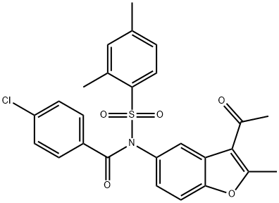 N-(3-acetyl-2-methylbenzofuran-5-yl)-4-chloro-N-((2,4-dimethylphenyl)sulfonyl)benzamide Structure
