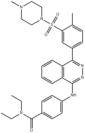 N,N-diethyl-4-[[4-[4-methyl-3-(4-methylpiperazin-1-yl)sulfonylphenyl]phthalazin-1-yl]amino]benzamide,524687-03-4,结构式