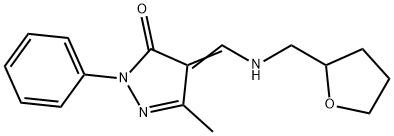 (Z)-5-methyl-2-phenyl-4-((((tetrahydrofuran-2-yl)methyl)amino)methylene)-2,4-dihydro-3H-pyrazol-3-one Structure