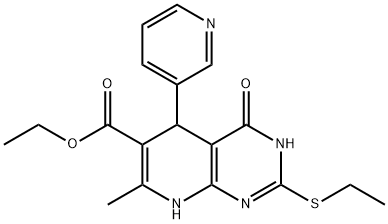 ethyl 2-(ethylthio)-7-methyl-4-oxo-5-(pyridin-3-yl)-3,4,5,8-tetrahydropyrido[2,3-d]pyrimidine-6-carboxylate Struktur
