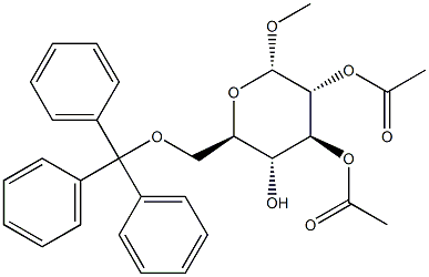 (2S,3R,4S,5R,6R)-5-Hydroxy-2-methoxy-6-((trityloxy)methyl)tetrahydro-2H-pyran-3,4-diyl diacetate Structure