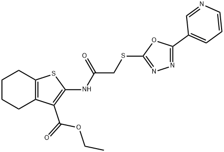 ethyl 2-(2-((5-(pyridin-3-yl)-1,3,4-oxadiazol-2-yl)thio)acetamido)-4,5,6,7-tetrahydrobenzo[b]thiophene-3-carboxylate,538337-41-6,结构式