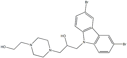 1-(3,6-dibromo-9H-carbazol-9-yl)-3-(4-(2-hydroxyethyl)piperazin-1-yl)propan-2-ol Struktur