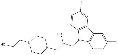 1-(3,6-diiodo-9H-carbazol-9-yl)-3-(4-(2-hydroxyethyl)piperazin-1-yl)propan-2-ol Structure