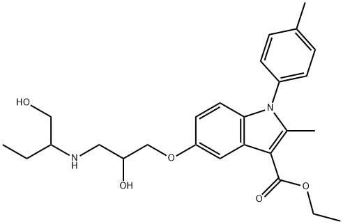 ethyl 5-(2-hydroxy-3-((1-hydroxybutan-2-yl)amino)propoxy)-2-methyl-1-(p-tolyl)-1H-indole-3-carboxylate Struktur