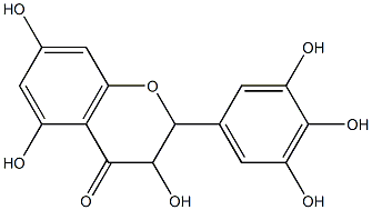3,5,7-trihydroxy-2-(3,4,5-trihydroxyphenyl)-2,3-dihydrochromen-4-one 化学構造式