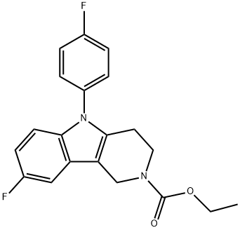 乙基 8-氟-5-(4-氟苯基)-3,4-二氢-1H-吡啶并[4,3-B]吲哚-2(5H)-甲酸基酯,58038-67-8,结构式