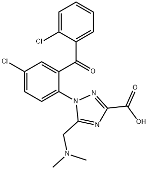 1-(4-氯-2-(2-氯苯甲酰)苯基)-5-((二甲氨基)甲基)-1H-1,2,4-三唑-3-羧酸, 58605-80-4, 结构式