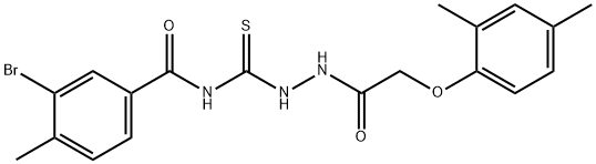 3-bromo-N-({2-[(2,4-dimethylphenoxy)acetyl]hydrazino}carbonothioyl)-4-methylbenzamide Structure