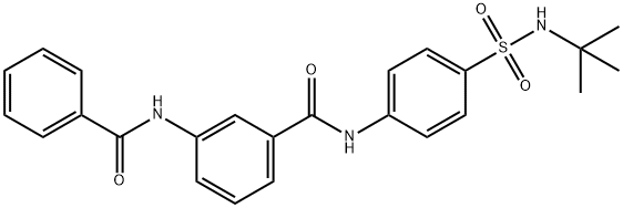 3-benzamido-N-[4-(tert-butylsulfamoyl)phenyl]benzamide Struktur