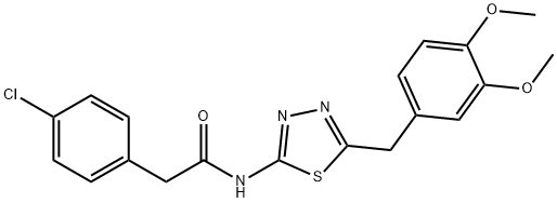 2-(4-chlorophenyl)-N-[5-[(3,4-dimethoxyphenyl)methyl]-1,3,4-thiadiazol-2-yl]acetamide Struktur