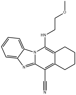 11-((2-methoxyethyl)amino)-7,8,9,10-tetrahydrobenzo[4,5]imidazo[1,2-b]isoquinoline-6-carbonitrile Struktur