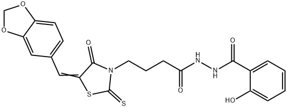 612803-79-9 (Z)-N-(4-(5-(benzo[d][1,3]dioxol-5-ylmethylene)-4-oxo-2-thioxothiazolidin-3-yl)butanoyl)-2-hydroxybenzohydrazide