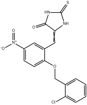 (Z)-5-(2-((2-chlorobenzyl)oxy)-5-nitrobenzylidene)-2-thioxoimidazolidin-4-one Structure