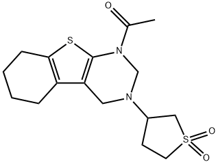 1-(3-(1,1-dioxidotetrahydrothiophen-3-yl)-3,4,5,6,7,8-hexahydrobenzo[4,5]thieno[2,3-d]pyrimidin-1(2H)-yl)ethan-1-one 结构式