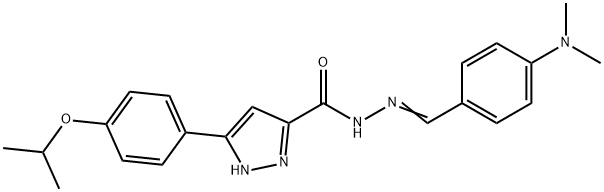 (E)-N-(4-(dimethylamino)benzylidene)-3-(4-isopropoxyphenyl)-1H-pyrazole-5-carbohydrazide 化学構造式