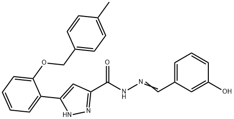 (E)-N-(3-hydroxybenzylidene)-3-(2-((4-methylbenzyl)oxy)phenyl)-1H-pyrazole-5-carbohydrazide Structure