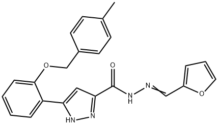 (E)-N-(furan-2-ylmethylene)-3-(2-((4-methylbenzyl)oxy)phenyl)-1H-pyrazole-5-carbohydrazide Struktur