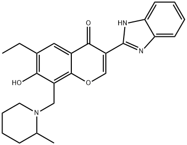 3-(1H-benzo[d]imidazol-2-yl)-6-ethyl-7-hydroxy-8-((2-methylpiperidin-1-yl)methyl)-4H-chromen-4-one Structure