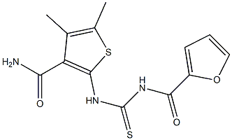 N-({[3-(aminocarbonyl)-4,5-dimethyl-2-thienyl]amino}carbonothioyl)-2-furamide Structure