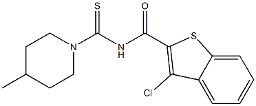 3-chloro-N-[(4-methyl-1-piperidinyl)carbonothioyl]-1-benzothiophene-2-carboxamide 结构式
