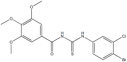 N-{[(4-bromo-3-chlorophenyl)amino]carbonothioyl}-3,4,5-trimethoxybenzamide Struktur