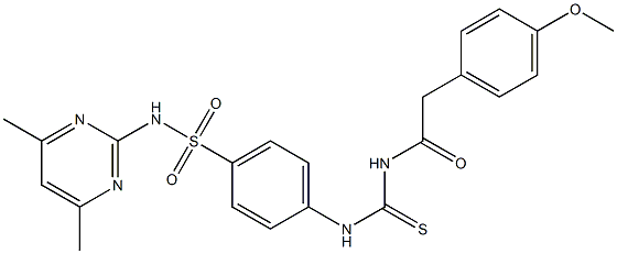 N-{[(4-{[(4,6-dimethyl-2-pyrimidinyl)amino]sulfonyl}phenyl)amino]carbonothioyl}-2-(4-methoxyphenyl)acetamide Structure