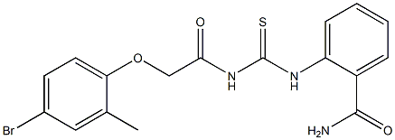 2-[({[(4-bromo-2-methylphenoxy)acetyl]amino}carbonothioyl)amino]benzamide Struktur