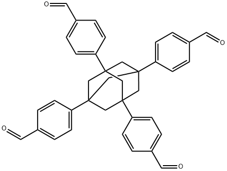 1,3,5,7-テトラキス(4-ホルミルフェニル)アダマンタン 化学構造式
