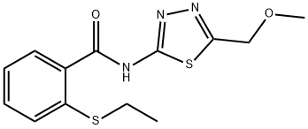 2-ethylsulfanyl-N-[5-(methoxymethyl)-1,3,4-thiadiazol-2-yl]benzamide Struktur