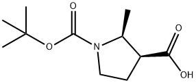 (2S,3S)-1-[(tert-butoxy)carbonyl]-2-methylpyrrolidine-3-carboxylic acid Struktur