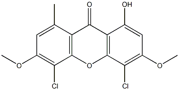 9H-Xanthen-9-one, 4,5-dichloro-1-hydroxy-3,6-dimethoxy-8-methyl- 结构式