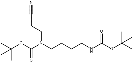 3-BOC-(4-BOC-AMINOBUTYL)AMINOPROPANENITRILE 化学構造式