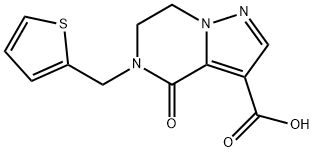 4-Oxo-5-(Thiophen-2-Ylmethyl)-4,5,6,7-Tetrahydropyrazolo[1,5-A]Pyrazine-3-Carboxylic Acid Structure