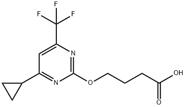 4-(4-シクロプロピル-6-トリフルオロメチルピリミジン-2-イルオキシ)-酪酸 化学構造式