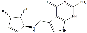 2-amino-5-[[[(1S,4S,5R)-4,5-dihydroxycyclopent-2-en-1-yl]amino]methyl]-1,7-dihydropyrrolo[2,3-d]pyrimidin-4-one Structure