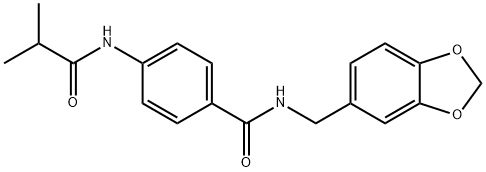 N-(1,3-benzodioxol-5-ylmethyl)-4-[(2-methylpropanoyl)amino]benzamide Structure