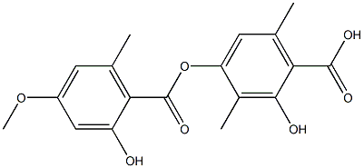 Benzoicacid, 2-hydroxy-4-[(2-hydroxy-4-methoxy-6-methylbenzoyl)oxy]-3,6-dimethyl- 结构式