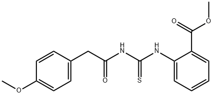 methyl 2-[({[(4-methoxyphenyl)acetyl]amino}carbonothioyl)amino]benzoate Struktur