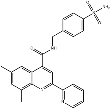 6,8-dimethyl-2-pyridin-2-yl-N-[(4-sulfamoylphenyl)methyl]quinoline-4-carboxamide Struktur