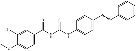 3-bromo-4-methoxy-N-({[4-(2-phenylvinyl)phenyl]amino}carbonothioyl)benzamide Structure